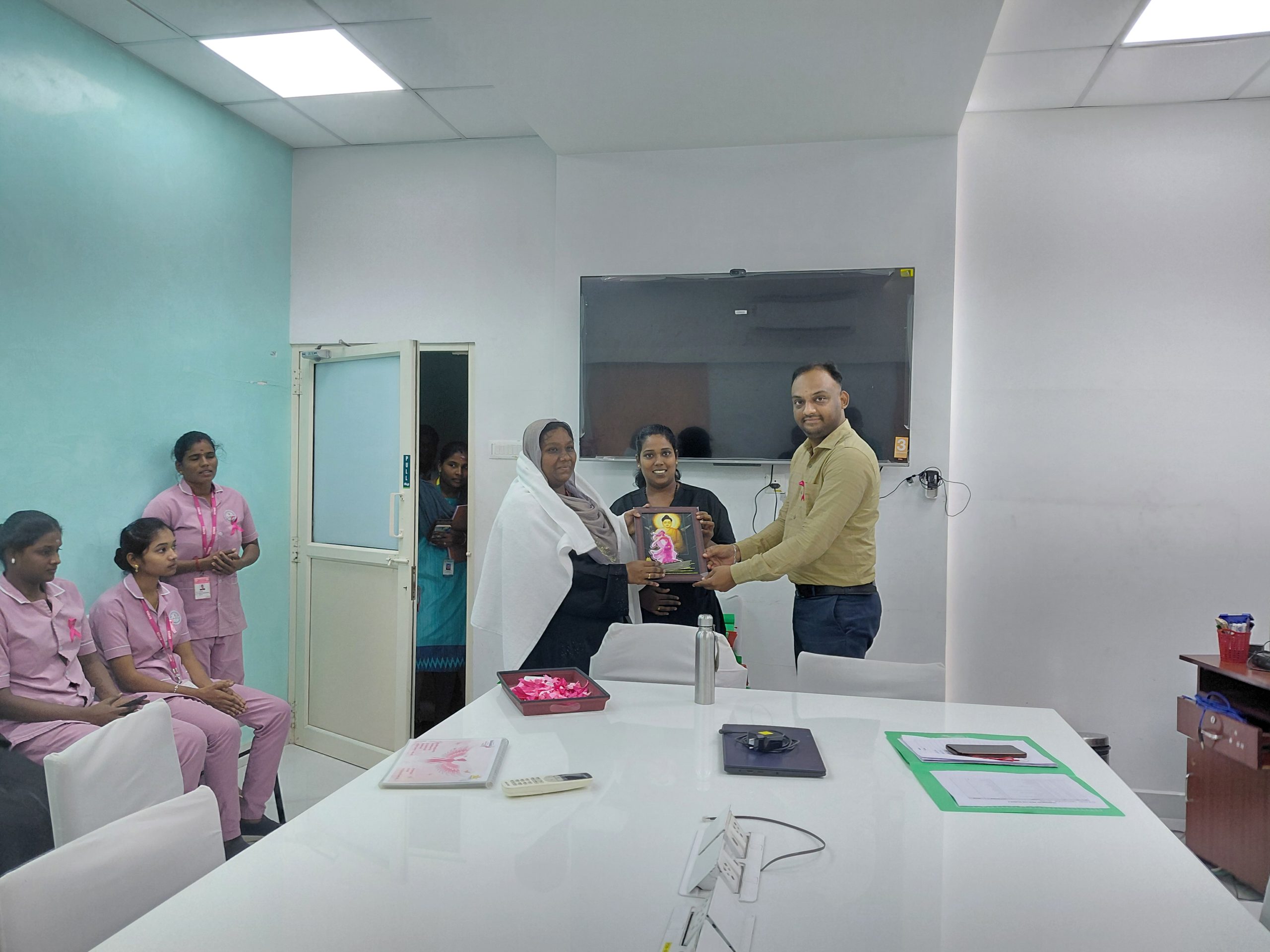 Pink October 2026: Mrs. J. Fathima Fouzia Joins Breast Cancer Awareness Initiative at Harshamitra Hospital 5 20261002 104130 scaled